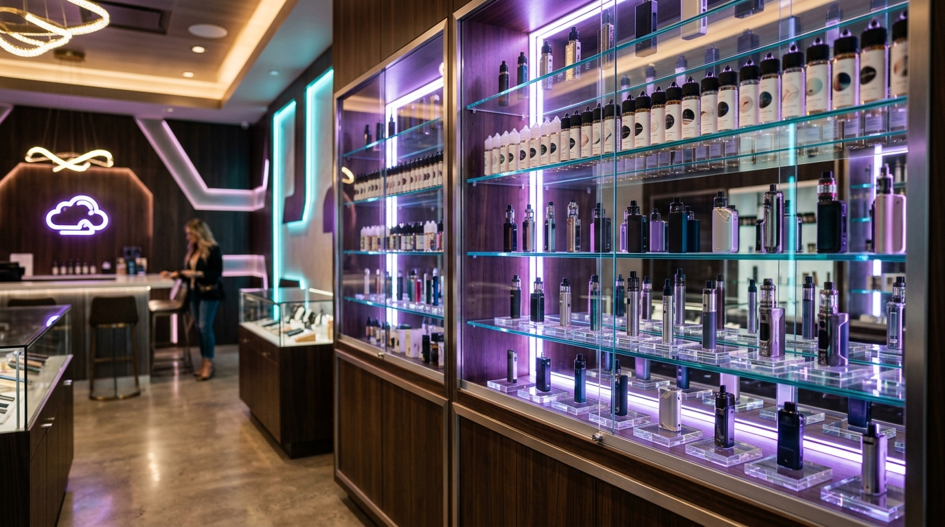 Vape display cases at Hard Rock Smoke Angleton TX